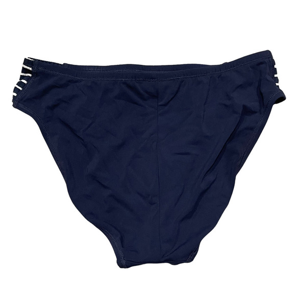 Robin Piccone Womens Navy/White Stripe Sailor Tab High Waist Bikini Bottom Large - Picture 7 of 11